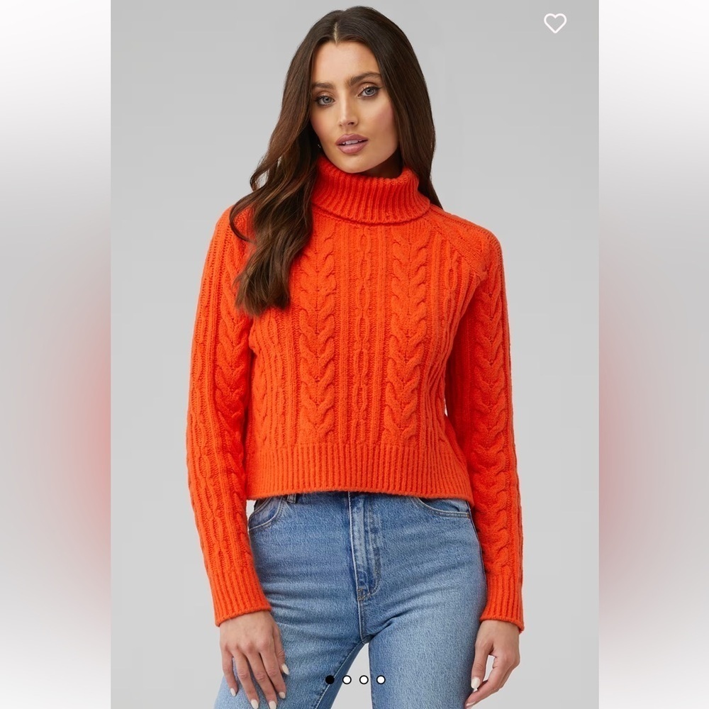Callahan Peyton turtleneck Orange Cable Knit Sweater